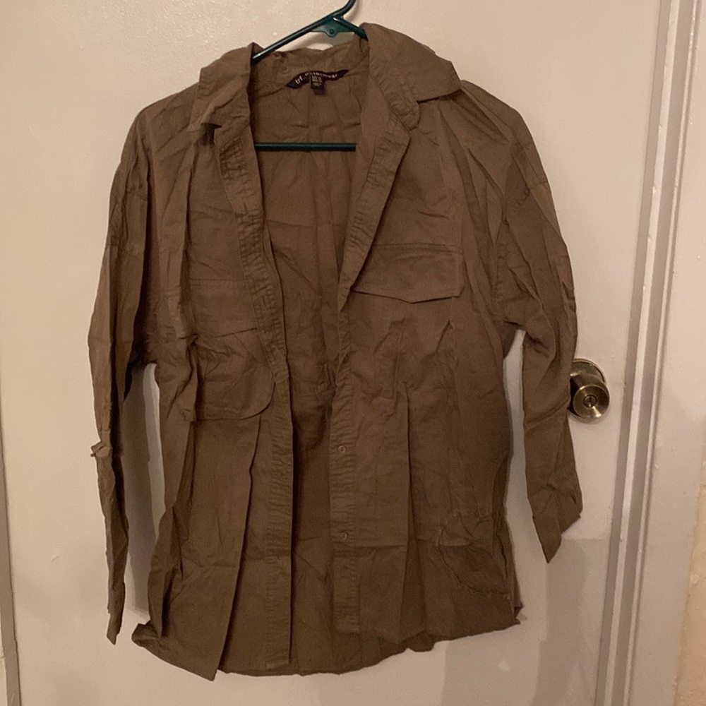 Army green button up